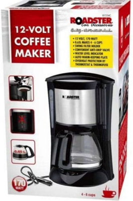 B&Q New 12 Volt Coffee Maker 140 Watt Drinking Gift Set 4-6 Cups Machine Home Office