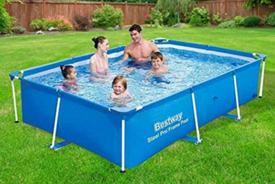 Bestway 56404 Pro Steel Frame Deluxe Swimming Pool Kids Children's Garden Family Outdoor Paddling Splash 300Cm X 201Cm X 66Cm