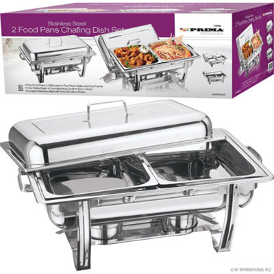 2 Pans Chafing Dish Set Stainless Steel 8.5L Party Cater Food Warmer Serving Buffets Server Food Pan For RestaurantsParties from B&Q