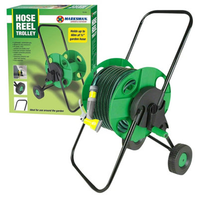  - New Portable Trolley Wheels Hose Reel Garden Watering Pipe Free Standing Winder