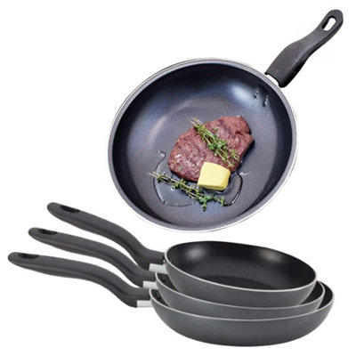 3Pc Frying Pan Non Stick Fry Kitchen Eggs Breakfast Dinner Pasta Kitchen Cookware Set Pans Cooking Frying Home Cook Food Combo from B&Q