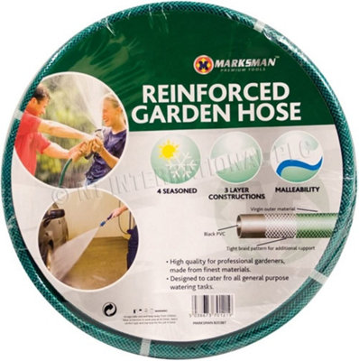 Marksman 30 Metre Garden Hose Pipe Reel Reinforced Tough Outdoor Water Hosepipe Green 30M Watering Gardening Hand Tool Long Lasting Durable from B&Q