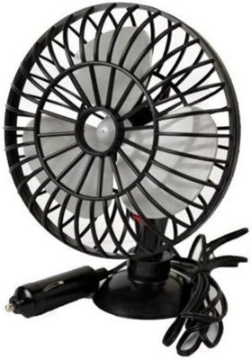 12V 5" Car Oscillating Mini Fan Cooler Caravan Van Suction Pad Interior Cooling from B&Q