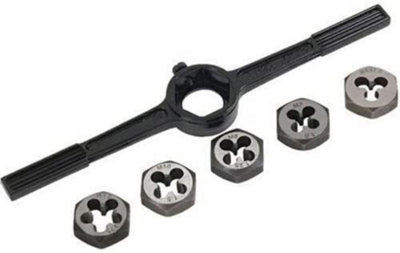  - 6Pc Metric Die Set Holder Tool M6 X 1 M7 X 1 M8 X 1.25 M10 X 1.5 M12 X 1.75 New