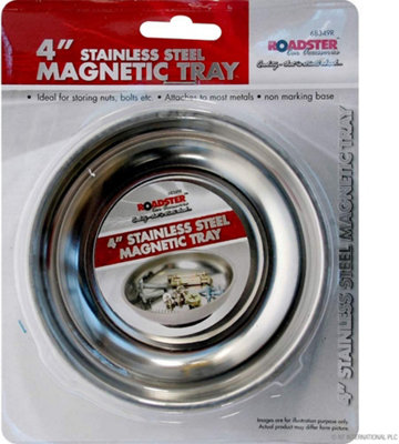 4 X Magnetic Stainless Steel Parts Tray Bowl Storage Garage Workshop Dish Holder from B&Q