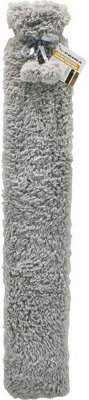 Long Hot Water Bottle With Warm Plush Faux Fur Teddy Fleece Cover Winter Cosy from B&Q