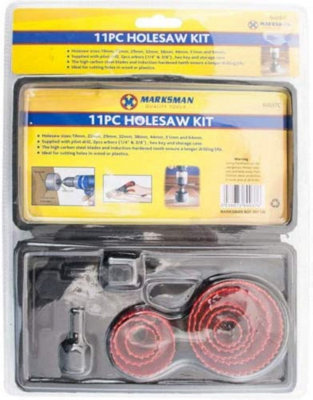 11Pc Holesaw Kit Circular Hole Saw Arbor Set 22mm 29mm 32mm 38mm 44mm 51mm 64mm from B&Q