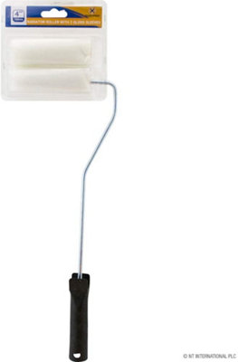 4" Radiator Roller Painting Tool Simulated 100mm 2 Gloss Sleeves Handle Brush from B&Q