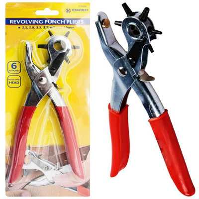 Marksman Revolving Leather Punch Plier Rivet 6 Sizes Heavy Duty Diy Belt Eyelet Hole Puncher from B&Q