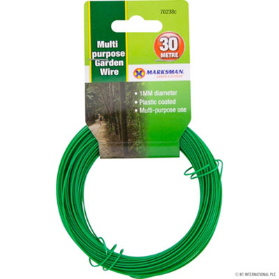 Set Of 10 Metal Galvanised Garden Wire Strong Plant Support Green 1mm X 30M from B&Q
