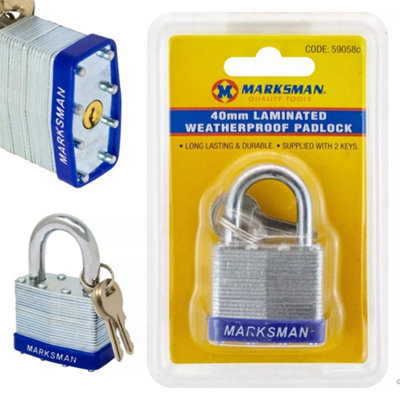 3 X 40mm Laminated Weatherproof Padlock With 2 Keys Security Pad Lock Gate Shed