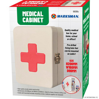 Medical Cabinet First Aid Wall Mounted Medicine Box Lockable Latch Home Storage