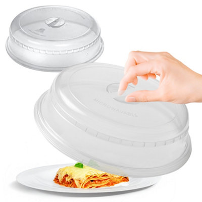Set Of 2 Microwave Food Cover Plates Bowls Handle Kitchen Splatter Warming from B&Q