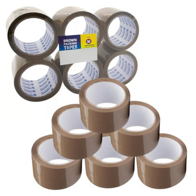  - 6 X Rolls Brown Packing Tape Stationary 48mm X 132M Parcel Sellotape Office New