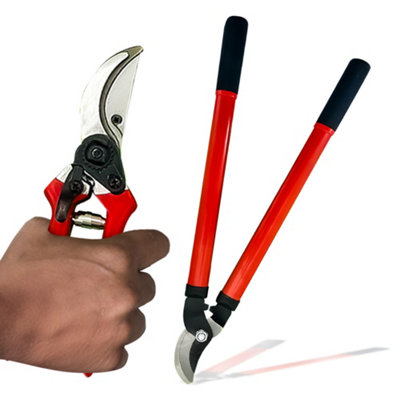 2 Piece 21" Lopper & 8" Pruner Set Secateurs Hedge Cutter Garden Pruning Set from B&Q
