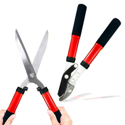 2 Piece Mini Lopper & Shears Set 14" Secateurs Garden Pruning Set Hedge Cutter from B&Q