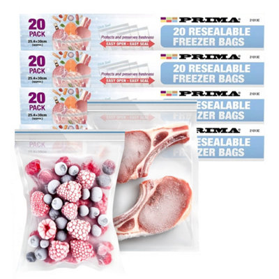 Pack Of 80 Resealable Freezer Bags For Meat Reusable Frozen Food Seal Bag New from B&Q