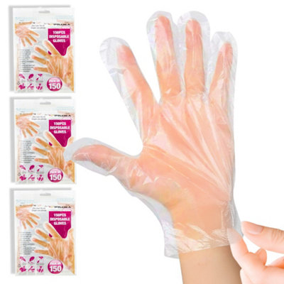 450 X Plastic Disposable Plastic Gloves Protective Catering Home Hairdressing from B&Q