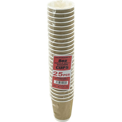 100Pc Ripple Wall Drinking Cups Water Refreshment Hot & Cold Drinks 8Oz 3 Ply from B&Q