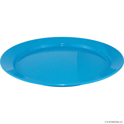  - Set Of 4 Blue Plastic Plates Kitchen Tableware Dinner Plate Serving Dishes 24Cm
