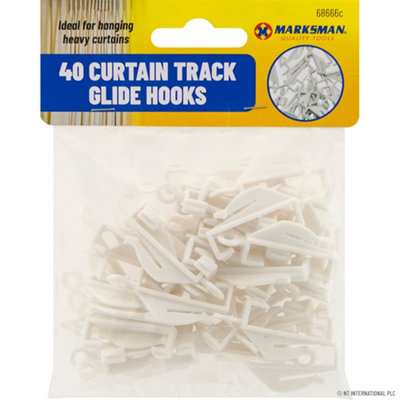 120Pcs Curtain Track Glide Hooks White Gliders Curtains Glides Track Rail Home from B&Q