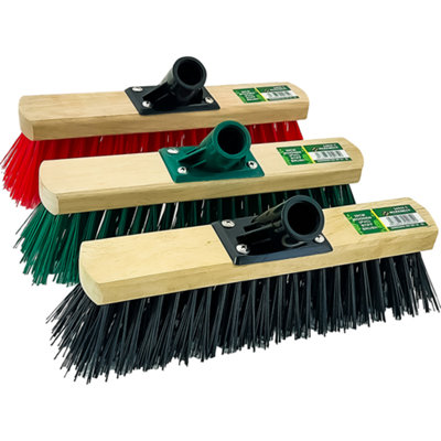  - Set Of 2 Wooden Pvc Cleaning Brush Heads 30Cm Stiff Bristles Multi Purpose Head