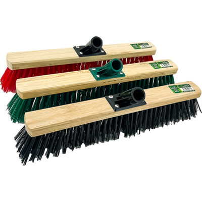  - Set Of 2 Wooden Pvc Cleaning Brush Heads 45Cm Stiff Bristles Multi Purpose Head