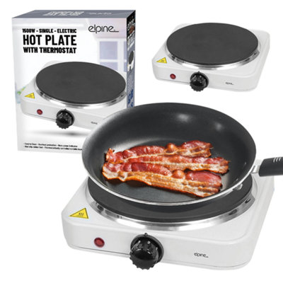 1500W Single Electric Hot Plate Thermostat Portable Kitchen Hob Cooker Stove White from B&Q