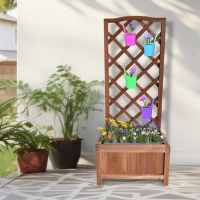 Wooden Garden Planter Trellis Patio Box Flower Plant Pot Trough Raised Bed Large from B&Q