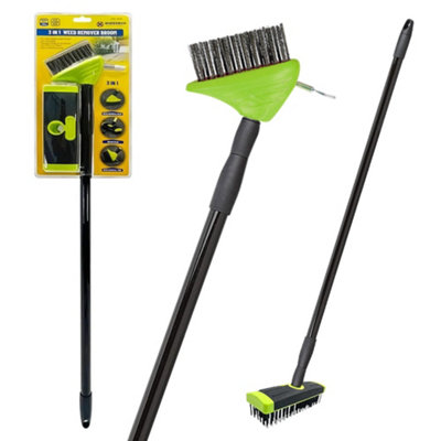 Telescopic 3 In 1 Patio Cleaning & Weeding Garden Wire Brush Weed & Moss Removal from B&Q