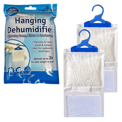 Set Of 2 Unscented Portable Wardrobe Dehumidifier Bags Prevent Damp Mould 210G Hanging Condensation Remover from B&Q