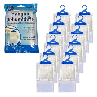 Set Of 12 Unscented Portable Wardrobe Dehumidifier Bags Prevent Damp Mould 210G Hanging Condensation Remover from B&Q