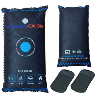  - Set Of 2 1Kg Reusable Car Interior Dehumidifier Bag & Dashboard Mounting Anti-Slip Mat For Use In Home Vehicles To Prevent Moistur