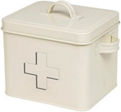 Enamel Cream Storage Tin Home Sweet Kitchen Food Storage Containers With Lids & Handles First Aid Box from B&Q