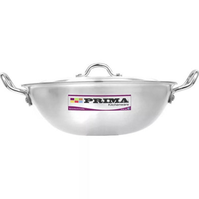 26Cm Stainless Steel Wok Pan Cooking Frying Pans Kitchen Dish Pot Cook Food With Lids from B&Q