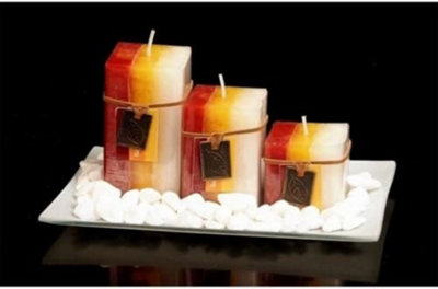 New Gift Set With 3 Scented Aromatic Mood Wax Candles Glass Plate Stones Candle Mandarine Cranberry from B&Q