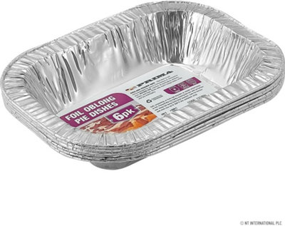 Pack Of 6Foil Oblong Pie Tray Dishes Aluminium Foil Pans Disposable Foil Baking Trays from B&Q