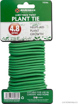 Marksman Set Of 2 Plant Twist Ties Support Soft Reusable Weatherproof Garden Wiretie 4.8M Flexible from B&Q
