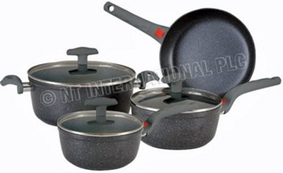  - 7Pc Forged Non Stick Cookware Set Sauce Pan Pot Glass Lid Kitchen Fry Pan Frying
