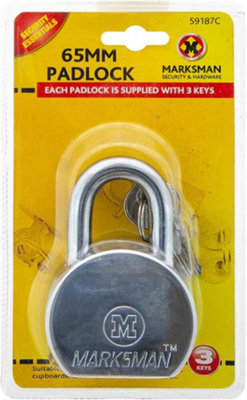 Marksman Heavy Duty Round Padlock 65mm With 3 Keys Security Pad Lock Luggage Locker from B&Q