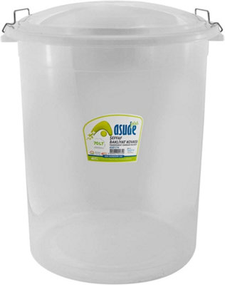  - 70L Multi Purpose Bucket With Handles Storage Organiser Garden Transparent