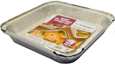 Pack Of 18 Square Aluminium Foil Containers Hot Food Takeaway 24Cm from B&Q