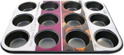  - 12 Muffin Cupcake Baking Tray Suitable For Oven Cooking Baking Non Stick Oblong Tin Dish Grill Bakeware