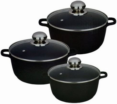6Pc Aluminium Non Stick Cooking Pan Saucepan Pot Set Cookware from B&Q