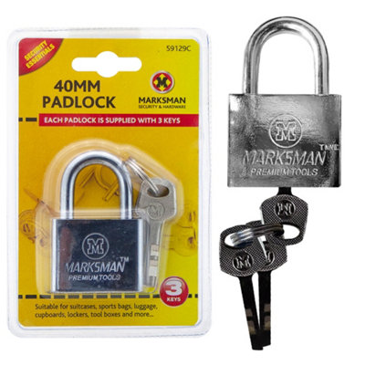 Marksman Set Of 2 Heavy Duty Steel Padlock 40mm With 3 Keys Security Lock Luggage Locker from B&Q