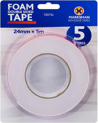 Marksman Foam Double Sided Tape Clear Sticky Tape Strong Diy Craft Adhesive 24mm X 5M from B&Q