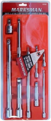 Marksman 9Pc Socket Extension Bar Set Sockets Wobble Swivel Adaptor Garage 1/4 3/8 1/2 Inches from B&Q