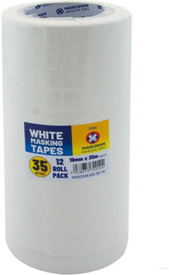 Marksman Pack Of 12 Masking Tape Rolls General Purpose Strong Decorators Craft Easy Tear 19mm X 35M from B&Q