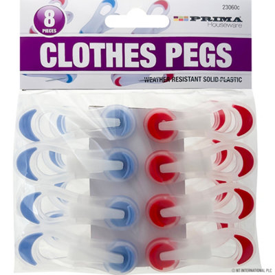  - 16Pc Plastic Clothes Pegs Heavy Duty Laundry Airer Washing Line Clips Peg Grip