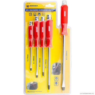 Marksman 5Pc Mechanics Engineer Screwdriver Set Hex Bolt Fitting Flat Phillips Heavy Duty from B&Q